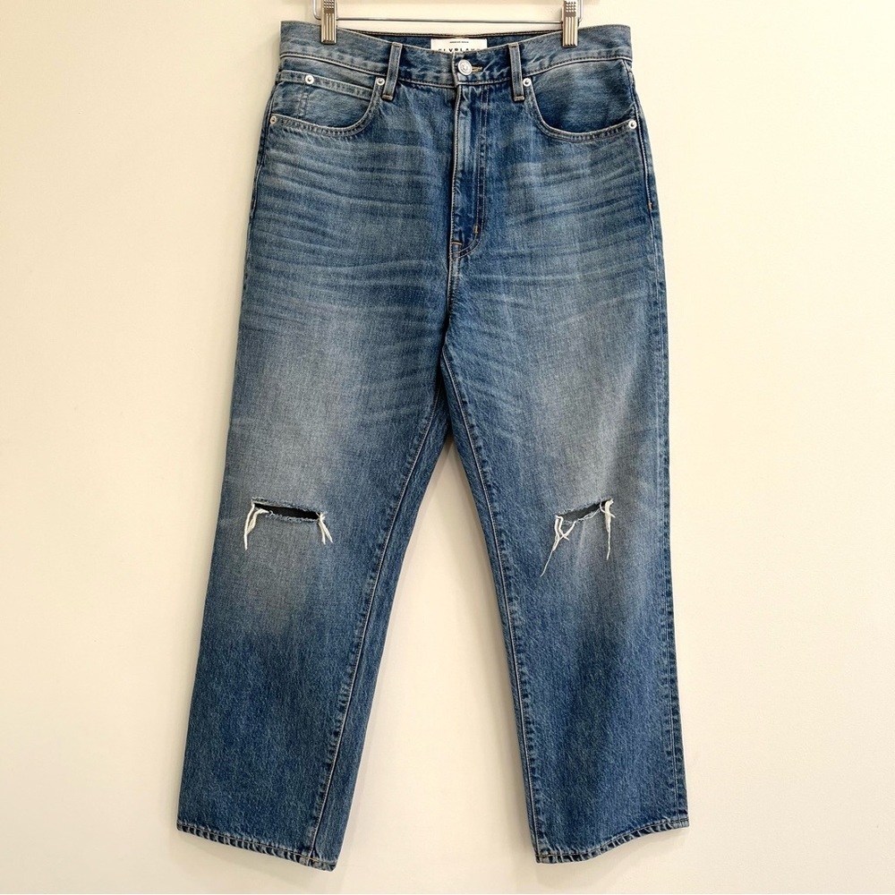 SLVRLAKE London crop jeans old ways wash high waisted straight leg ripped knee